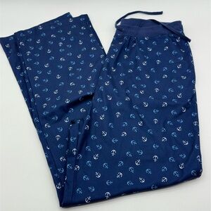 Royal Class Mens Navy Blue‎ Anchor Print Pajama Pants Small Nautical Lounge Wear